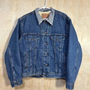 Vtg Levis Denim Jacket Men MEDUM Blue Sherpa Lined Trucker E 2000s Fleece Type 3